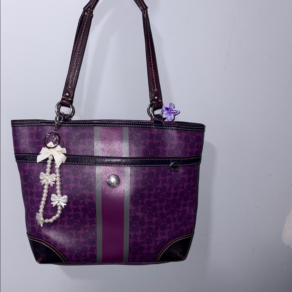 Coach Purple Monogram Tote Bag - Picture 1 of 8